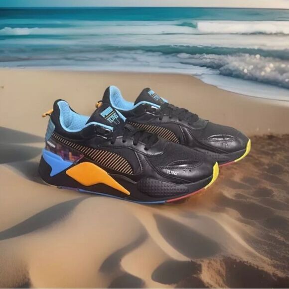 Puma x Tetris RS-X Men's Sneakers 372486-01 Puma Black-Luminous Blue Size 9M - Picture 1 of 16